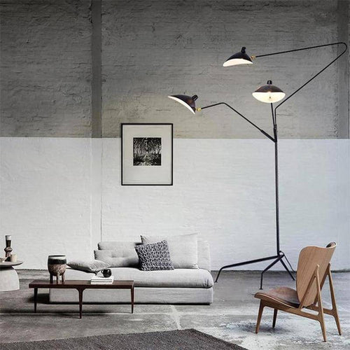 Lampadaire design industriel avec plusieurs bras à lampes - vue 3 sur 5