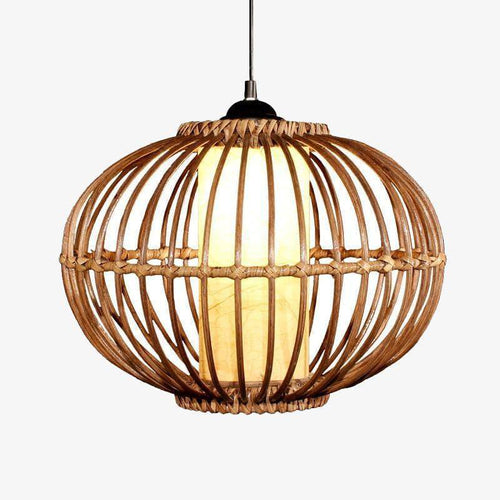 Suspension boule ovale en osier style japonais