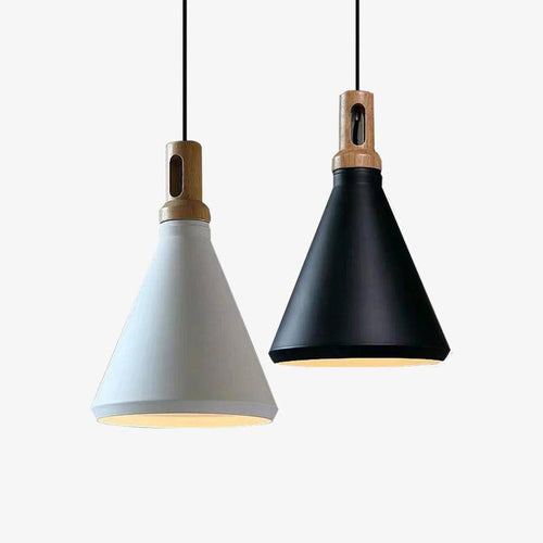 Suspension conique en aluminium et bois Nordic - vue 2 sur 4