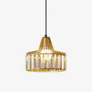 Suspension design avec abat-jour en verre ambré Cloarec