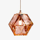 Suspension design diamant coloré en verre cristal