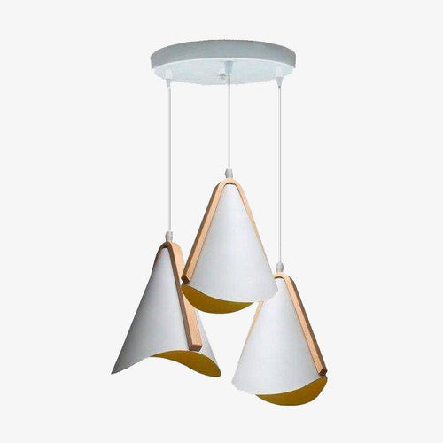 Suspension design en métal blanc et bois Nordic - vue 2 sur 7
