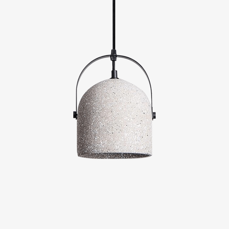 Suspension design LED arrondie en ciment style terrazzo - vue 1 sur 5