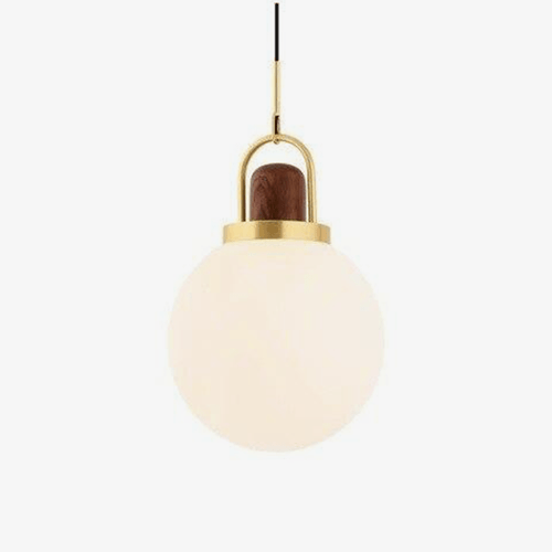 Suspension design LED avec boule en verre et métal doré - vue 2 sur 7