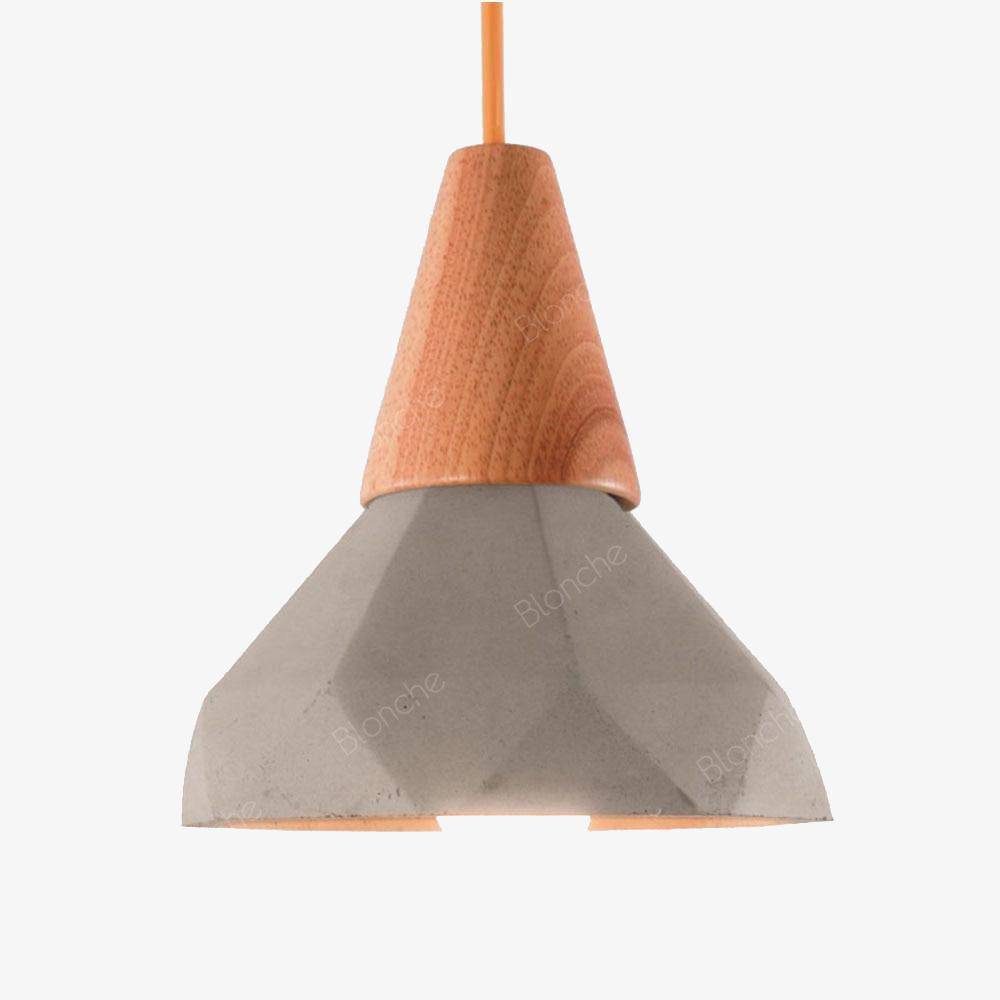 Suspension design LED en ciment et bois style Loft Decor