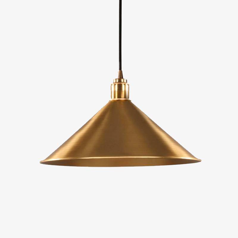 Suspension design LED en forme de cône doré Retro