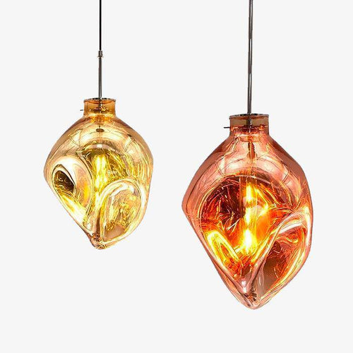 Suspension design LED en verre de couleur déformé Lava - vue 2 sur 16