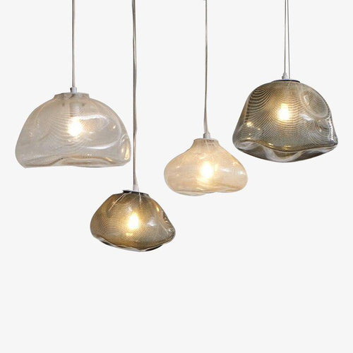 Suspension design LED en verre déformé de couleur Lofty - vue 2 sur 10