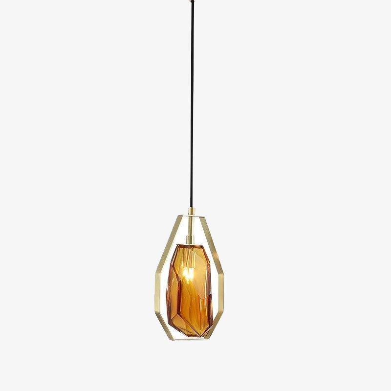 Suspension design LED en verre géométrique de couleurs Coffee