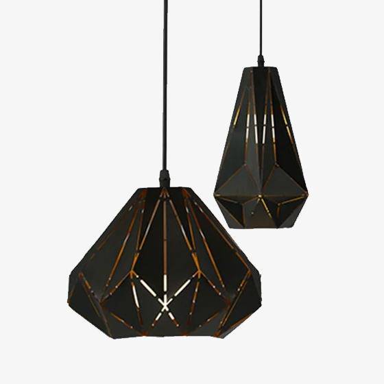 Suspension design rétro en métal noir Loft