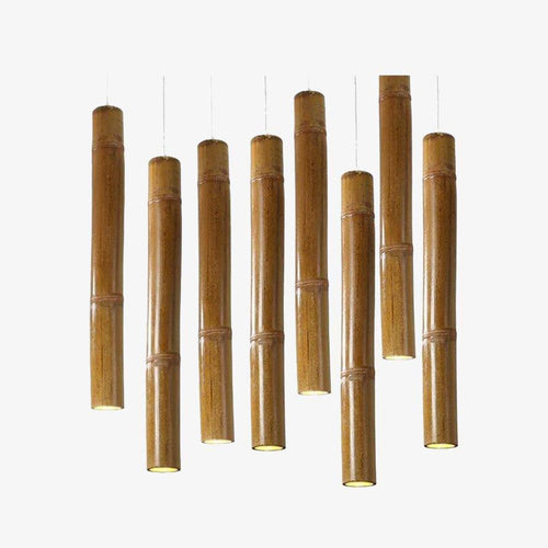 Suspension en bambou LED en forme cylindrique style Hang - vue 2 sur 7