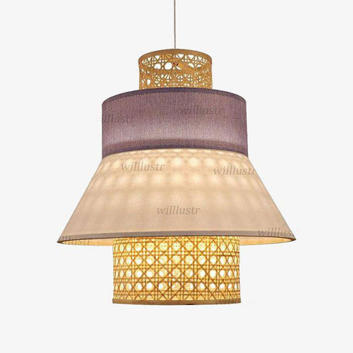 Suspension en rotin LED avec abat-jour triangulaire style japonais - vue 2 sur 11
