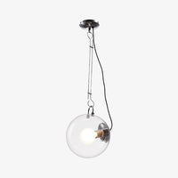 Suspension industrielle argentée avec globe en verre Irantzu
