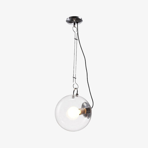 Suspension industrielle argentée avec globe en verre Irantzu