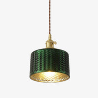 Suspension LED biforme vert et doré Dena