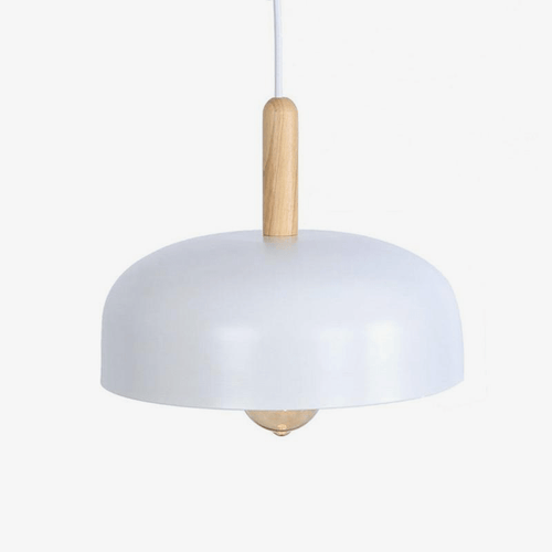 Suspension LED demi boule style industriel avec support en bos - vue 2 sur 7