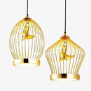 Suspension LED doré oiseau en cage