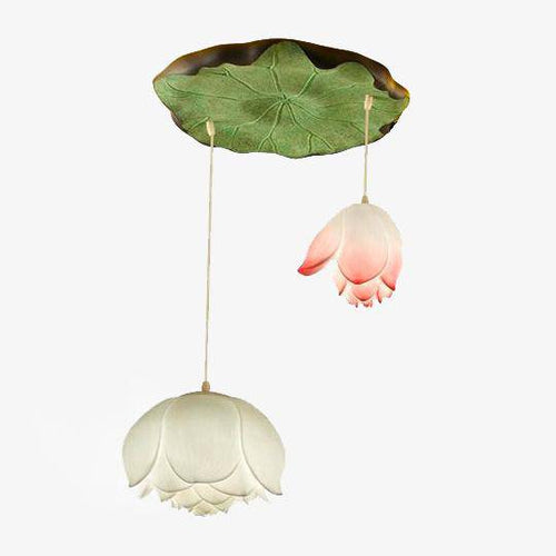 Suspension LED style chinois avec fleurs Lotus - vue 2 sur 18