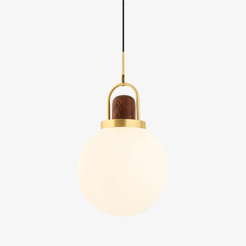Suspension moderne LED abat-jour en verre et détails en bois Ona - vue 10 sur 9
