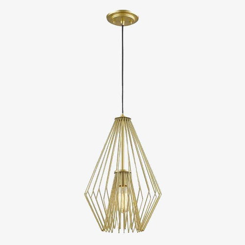 Suspension moderne LED en cage métal design doré - vue 3 sur 4