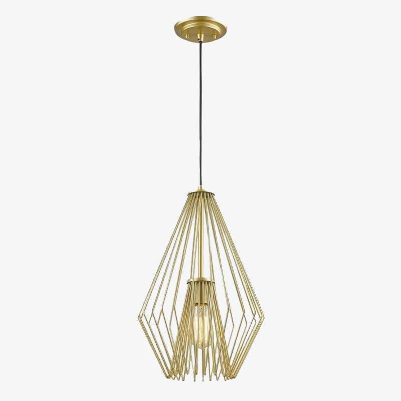 Suspension moderne LED en cage métal design doré - vue 3 sur 4
