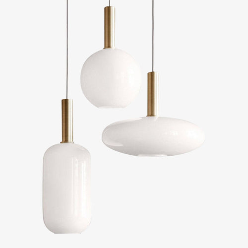 Suspension moderne ovale en verre blanc Valette - vue 2 sur 13