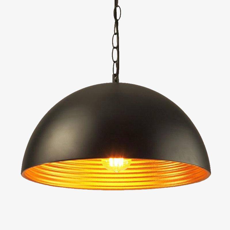 Suspension retro LED avec abat-jour arrondie en métal