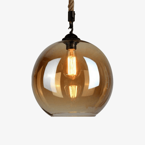 Suspension rétro LED avec boule en verre fumé style Rope - vue 2 sur 4