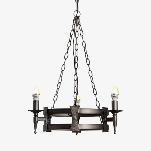 Suspension retro LED avec chaines et abat-jour métal