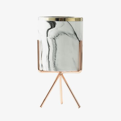Vase design en marbre avec support en métal Loli Déco