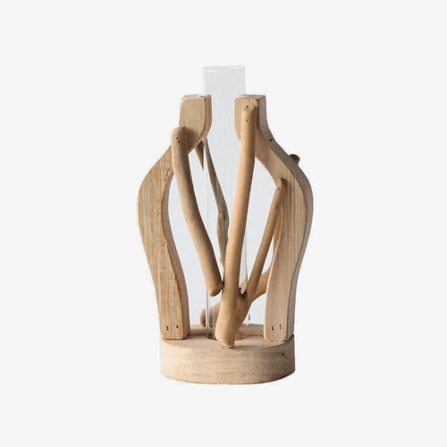 Vase design en verre avec socle en bois style Hydro - vue 2 sur 13